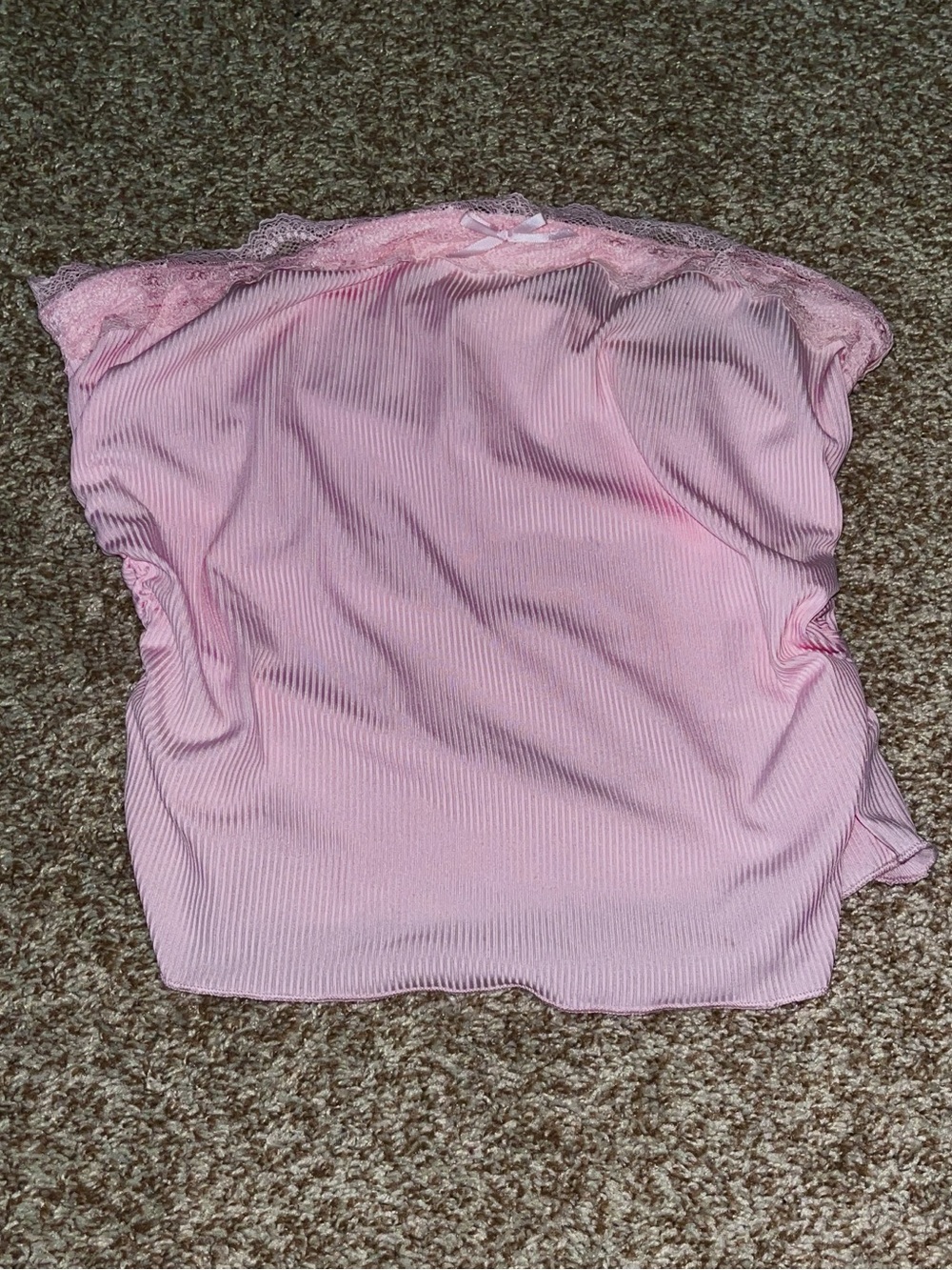 Urban Planet Pink Ribbed Lace-Trim Tube Top